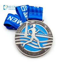 Medalla de montar de metal personalizada al por mayor funrun 5k carreras medallones de ciclismo deportes de monedas medallón de maratón de plata antiguo